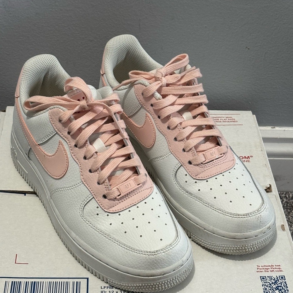 Nike Air Force 1 White and Pink Shoes